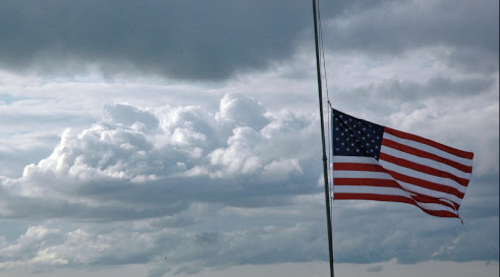 United States flag half mast